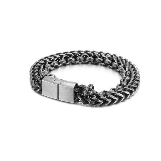 Personalized Double-Layer Titanium Steel Bracelet for Men - Wholesale European and American Style Jewelry