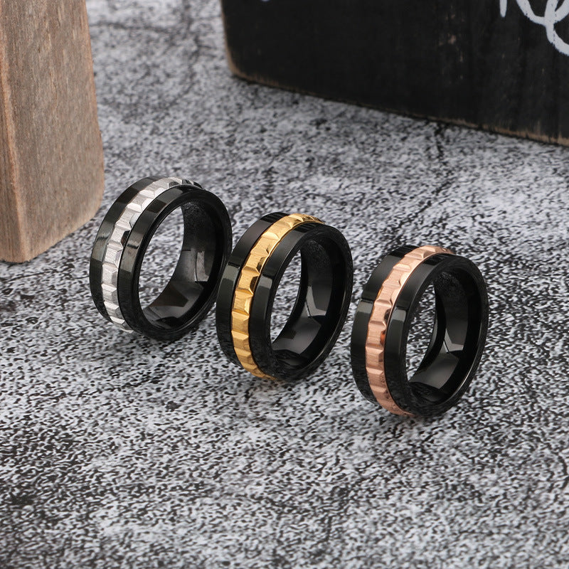 Stylish Men's Titanium Steel Ring – Personalized Street Fashion Jewelry in Wholesale Sizes 8-12