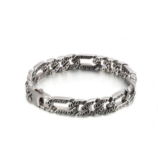 Stylish Retro Punk Men's Titanium Steel Bracelet - Trendy European and American Fashion Accessory