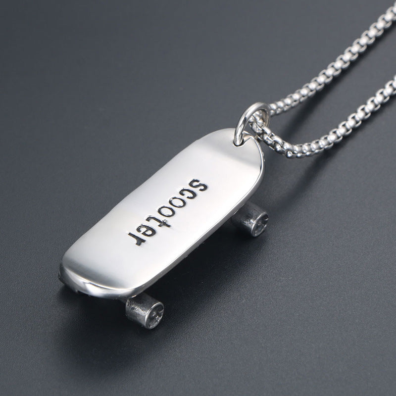 Urban Edge Titanium Steel Scooter Pendant Necklace for Men and Couples