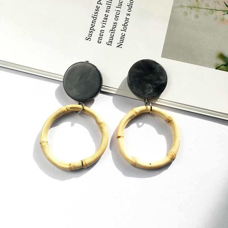 Bamboo & Geometric Retro Earrings - Vienna Verve Collection