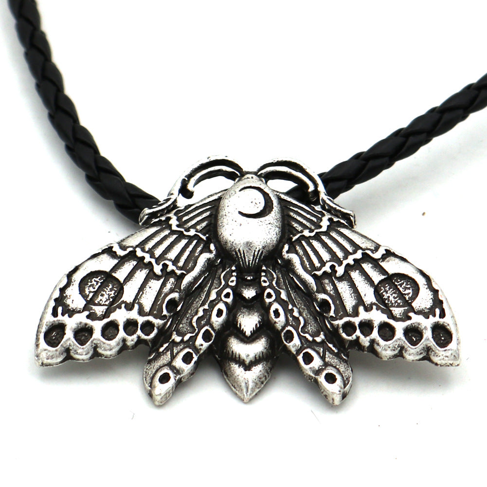 Butterfly Skull Necklace with Moth Moon Totem