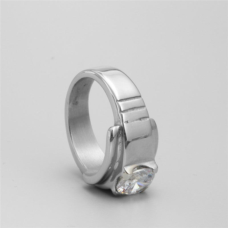 Titanium Steel Zircon Love Ring for Men - Stylish Proposal & Memory Jewelry