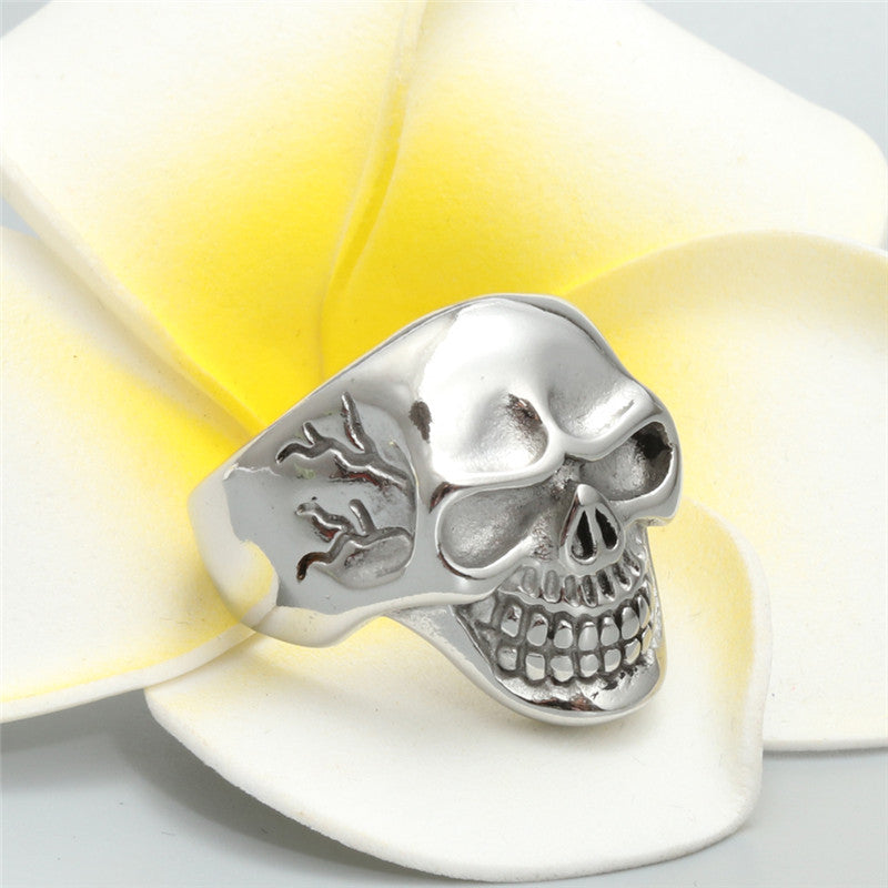 Edgy Unisex Titanium Steel Skull Ring - Unique Ghost Head Design for Fashion Rebels