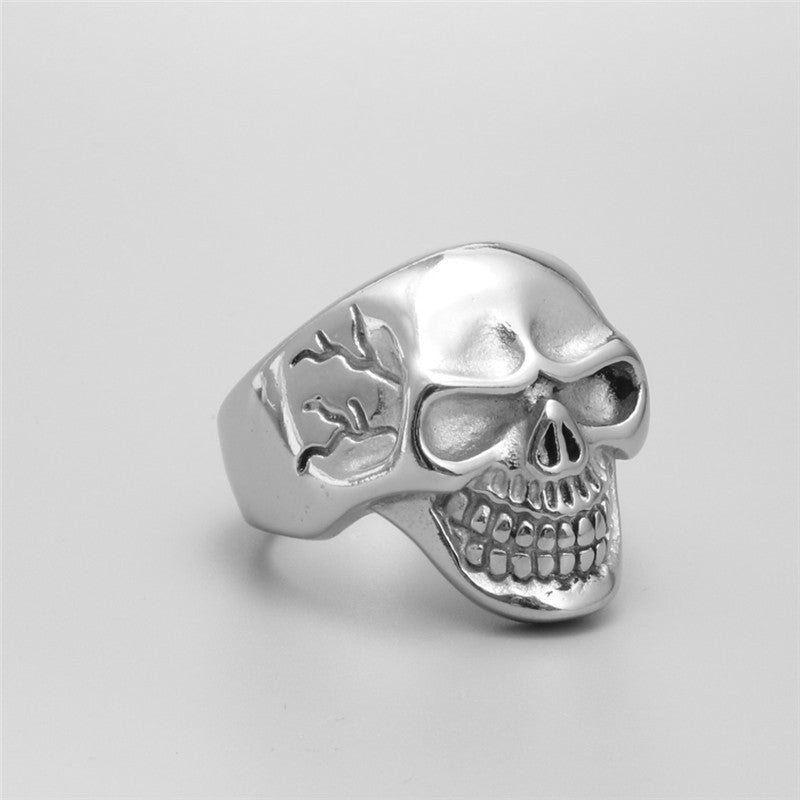 Edgy Unisex Titanium Steel Skull Ring - Unique Ghost Head Design for Fashion Rebels