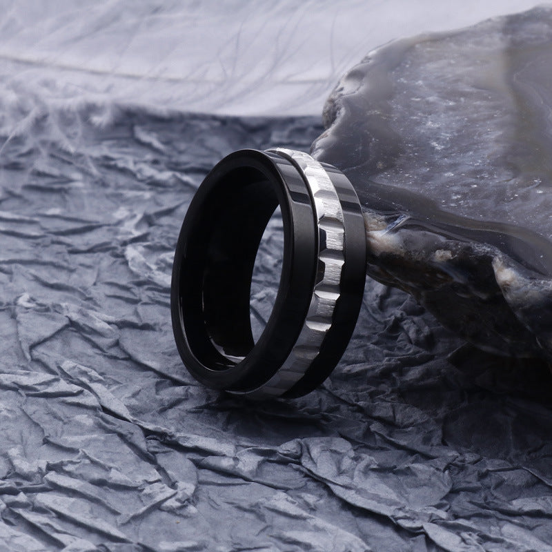 Stylish Men's Titanium Steel Ring – Personalized Street Fashion Jewelry in Wholesale Sizes 8-12