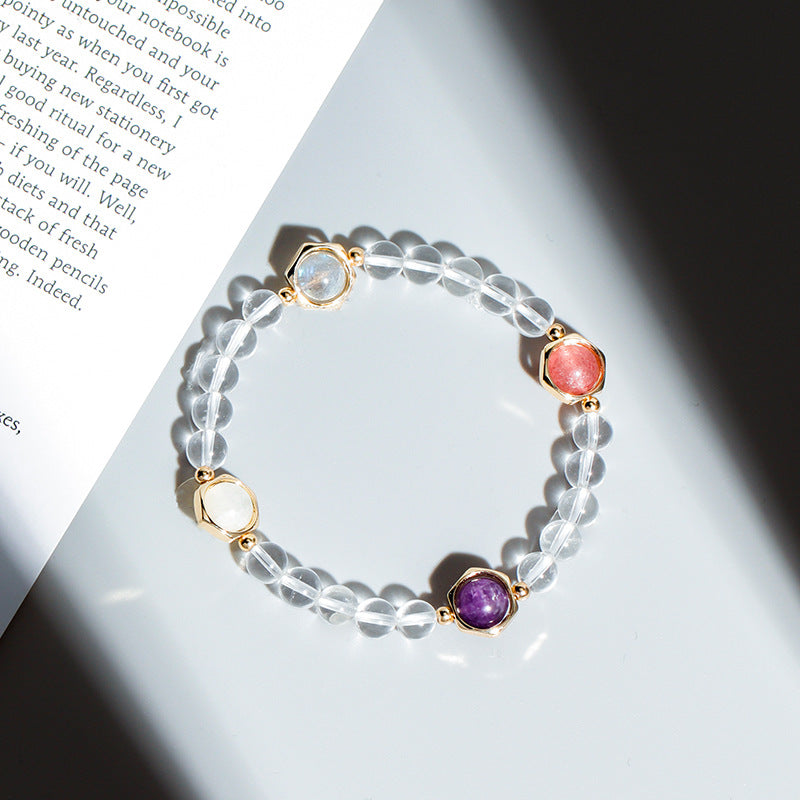 Fortune's Favor Sterling Silver Crystal Moonstone Amethyst Bracelet