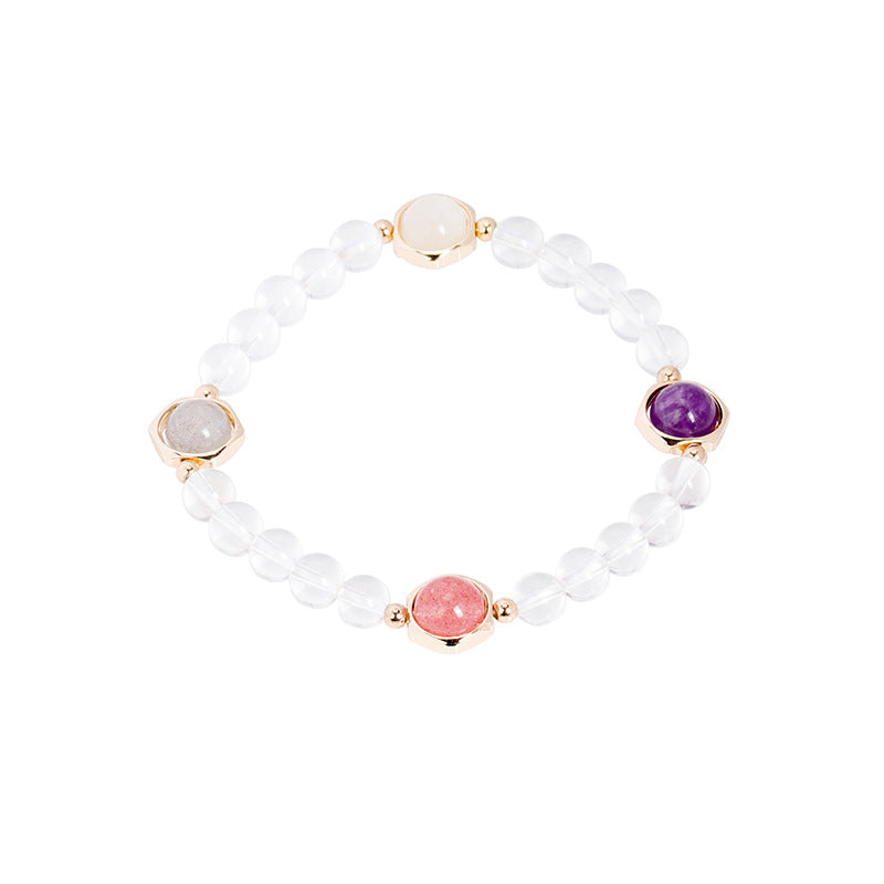 Fortune's Favor Sterling Silver Crystal Moonstone Amethyst Bracelet