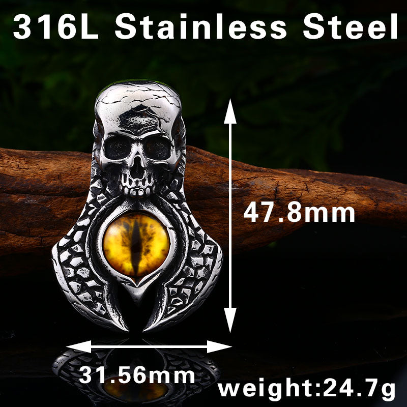 Wholesale Retro Punk Skull Demon Eyeball Pendant for Men in Titanium Steel