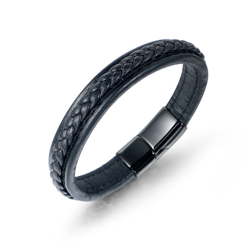 Trendy Titanium Steel Men's Woven Bracelet - Modern Punk Accessory