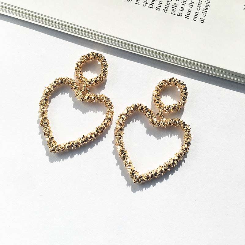 Peach Heart Metal Earrings - Vienna Verve Collection