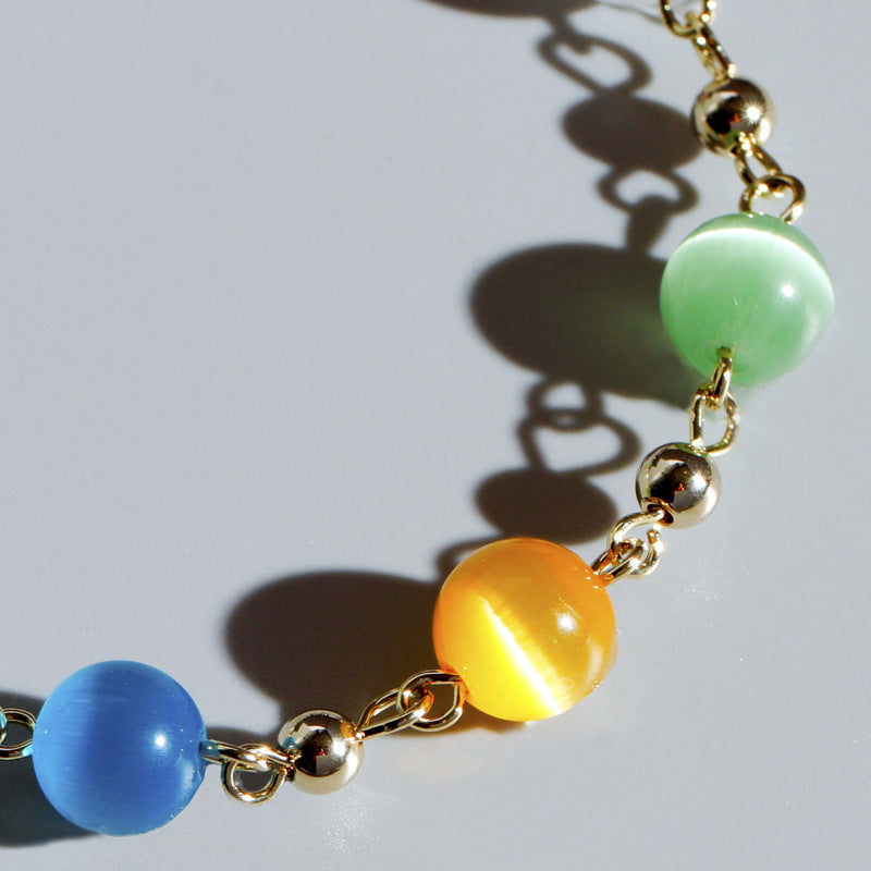 Lucky Opal and Crystal Bracelet with Sterling Silver Needle