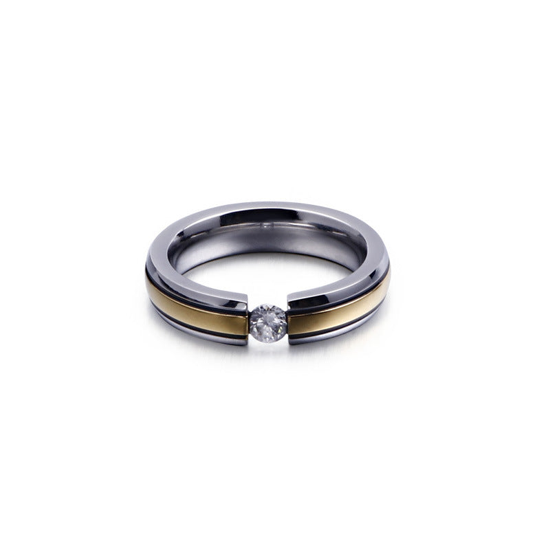 Customizable Stainless Steel Couple Rings with Zircon Accents - Cross-Border E-Commerce Direct Sales for Men in Japan and South Korea