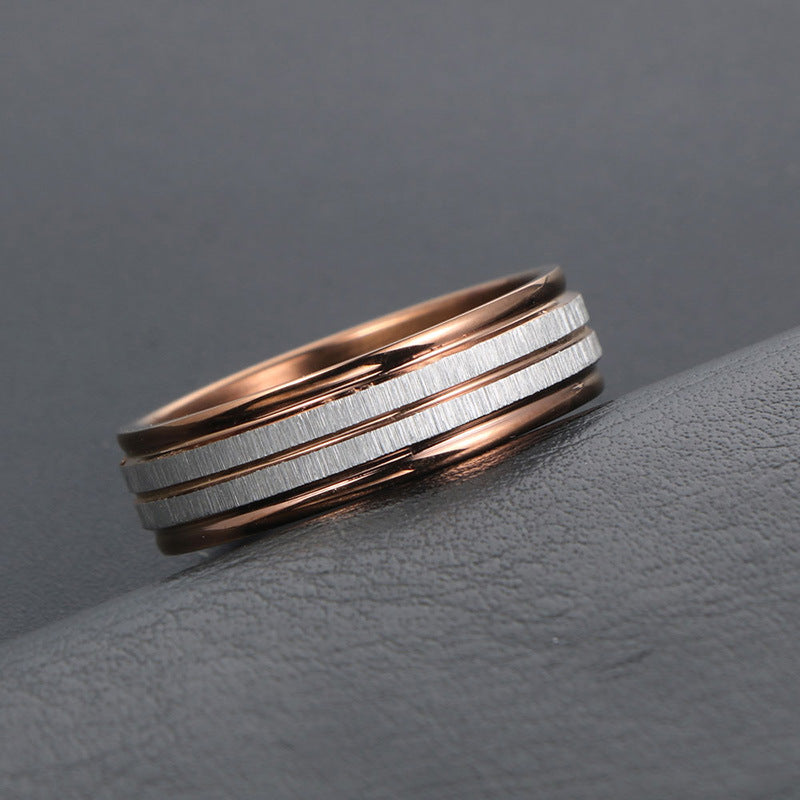 Unisex Simple Brown Titanium Steel Ring for Everyday Wear