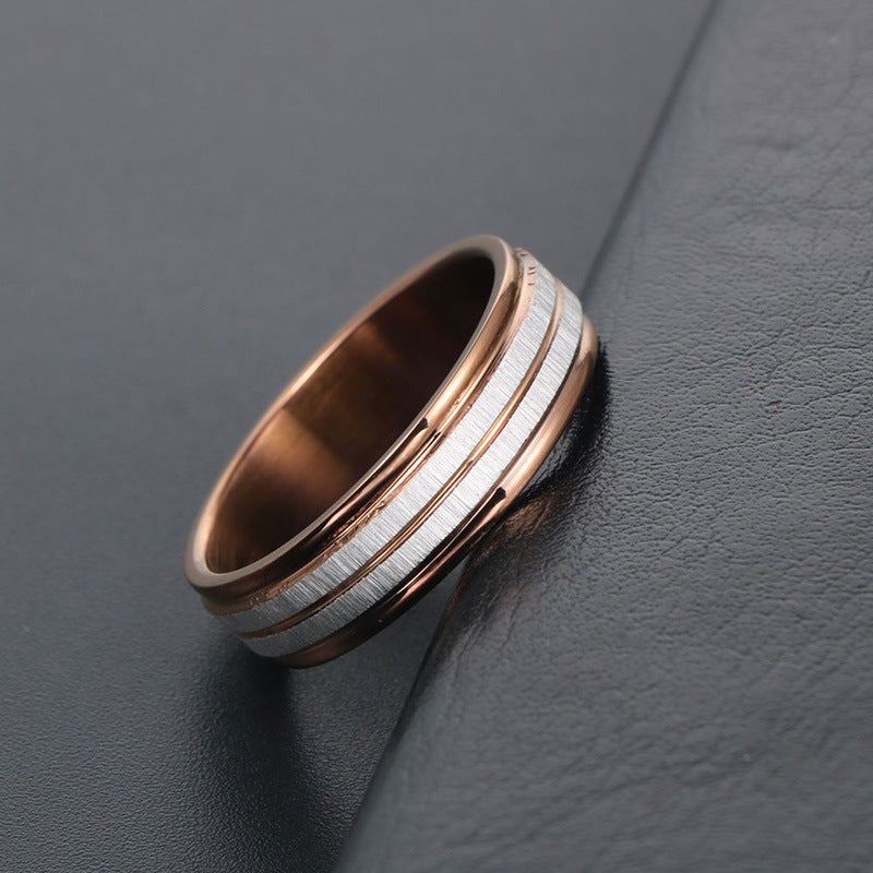 Unisex Simple Brown Titanium Steel Ring for Everyday Wear