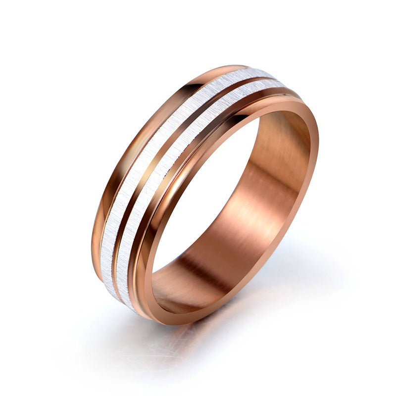 Unisex Simple Brown Titanium Steel Ring for Everyday Wear