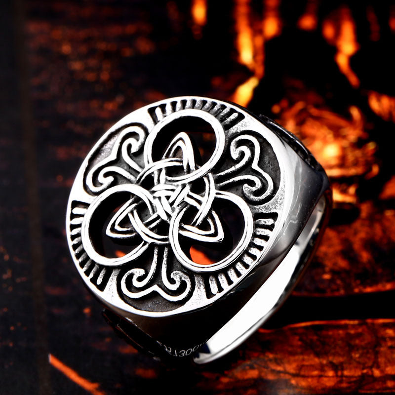 Celtic Warrior Vintage Engraved Stainless Steel Ring for Men