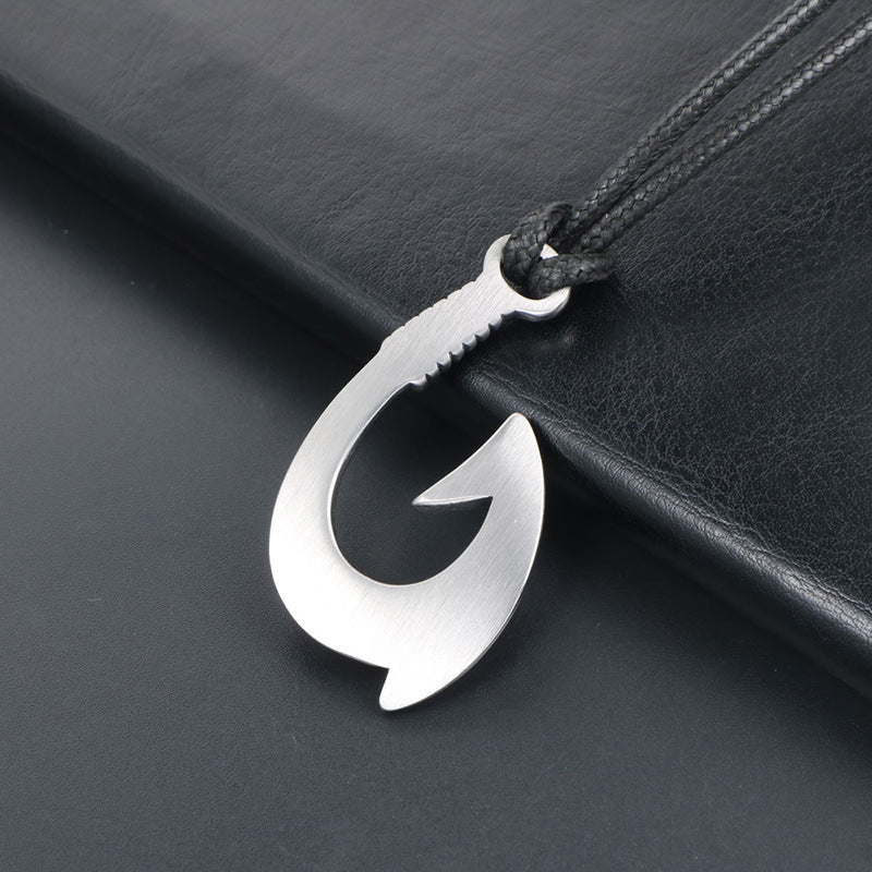 Personalized Titanium Steel Axe Pendant Necklace for Men - Fashion Punk Fish Hook Accessories