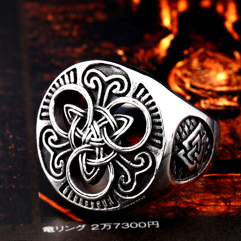 Celtic Warrior Vintage Engraved Stainless Steel Ring for Men