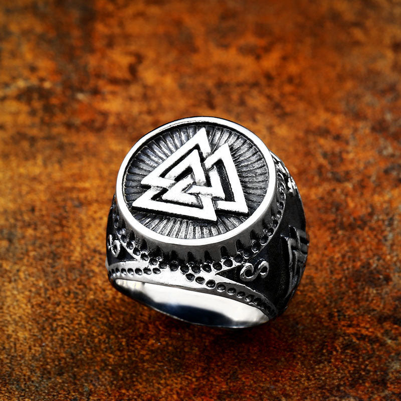 Nordic Viking Retro Titanium Steel Ring for Men - Personalized Triangular Stacked Jewelry