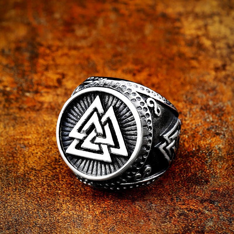 Nordic Viking Retro Titanium Steel Ring for Men - Personalized Triangular Stacked Jewelry