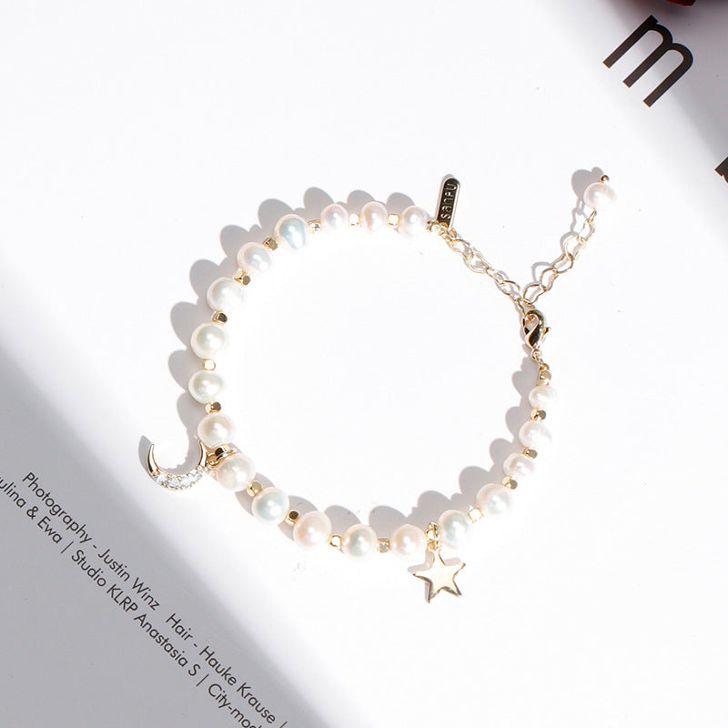 Fortune's Favor Sterling Silver Bracelet with Crystal Strawberry and Freshwater Pearl