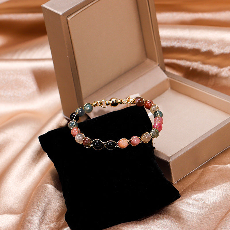 Lucky Tourmaline and Colorful Crystal Bracelet for Women