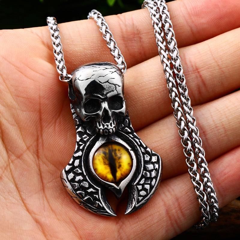 Wholesale Retro Punk Skull Demon Eyeball Pendant for Men in Titanium Steel