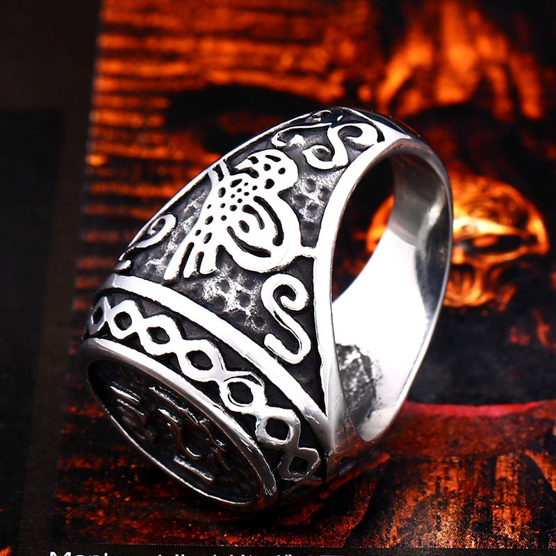 Men's Personalized Mysterious Character Titanium Steel Ring - New Wholesale Model