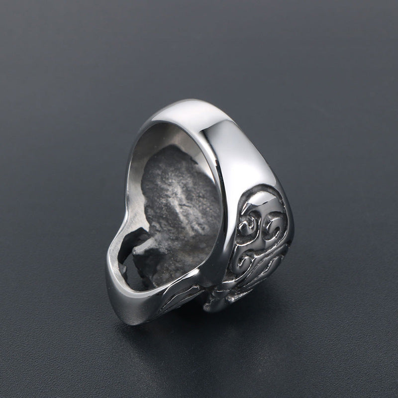 Trendy Titanium Steel Skull Ring for Men - Personalized Punk Hip-Hop Fashion Jewelry