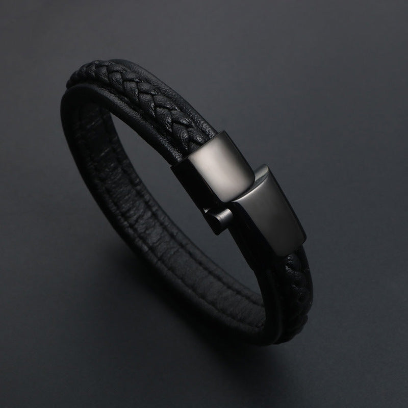 Trendy Titanium Steel Men's Woven Bracelet - Modern Punk Accessory