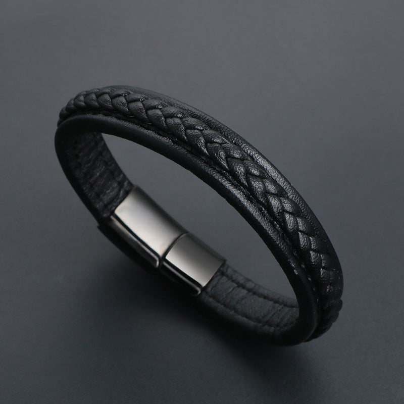 Trendy Titanium Steel Men's Woven Bracelet - Modern Punk Accessory