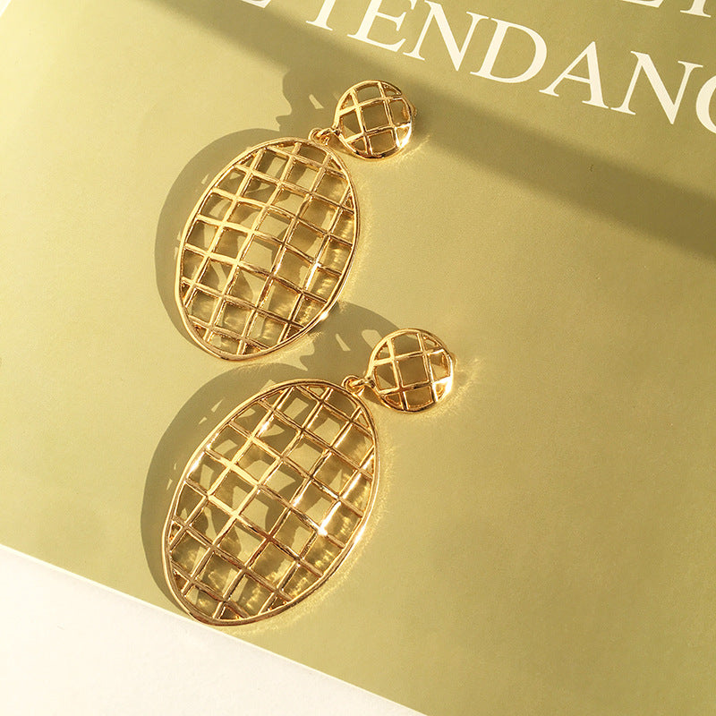 Exaggerated Geometric Shape Tennis Racket Earrings - Vienna Verve Collection