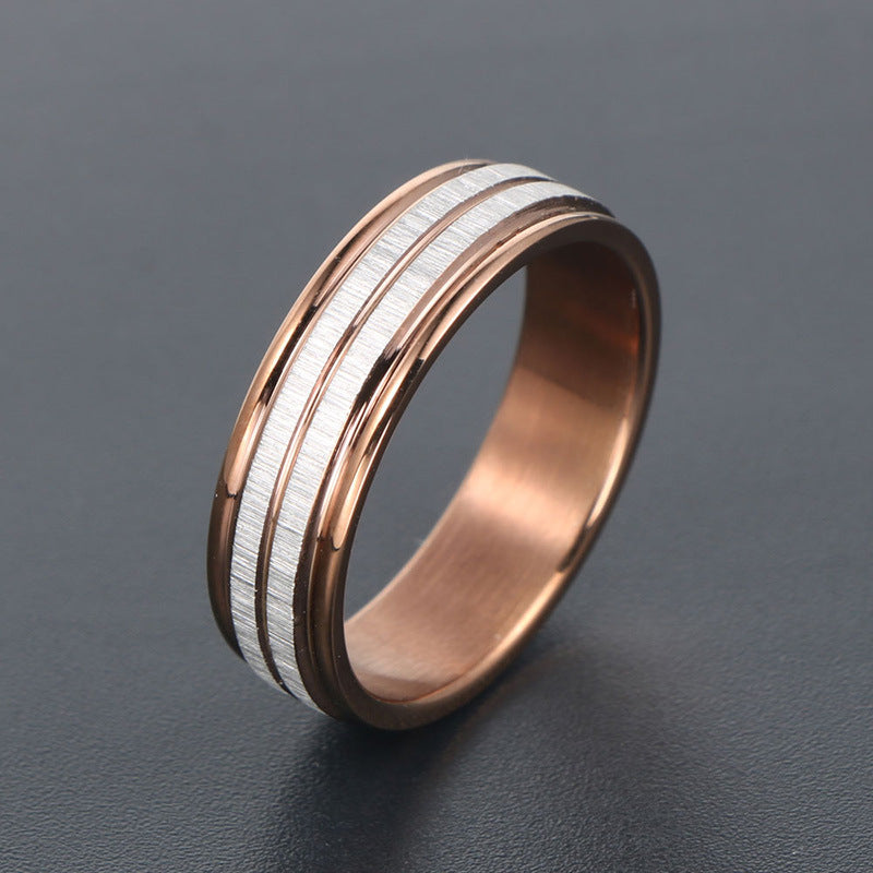 Unisex Simple Brown Titanium Steel Ring for Everyday Wear