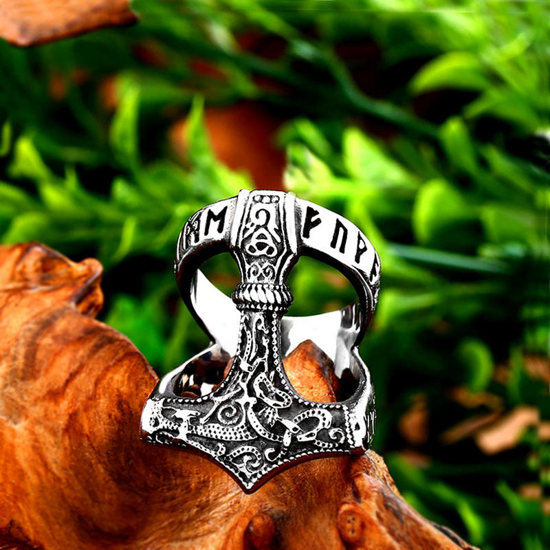 Viking Heritage Stainless Steel Men's Ring with Unique Letter Engraving