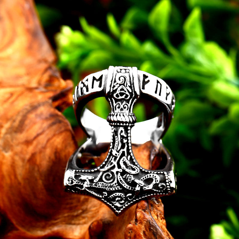 Viking Heritage Stainless Steel Men's Ring with Unique Letter Engraving