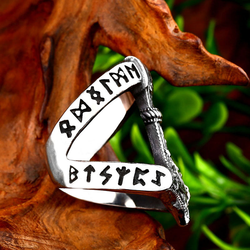 Viking Heritage Stainless Steel Men's Ring with Unique Letter Engraving