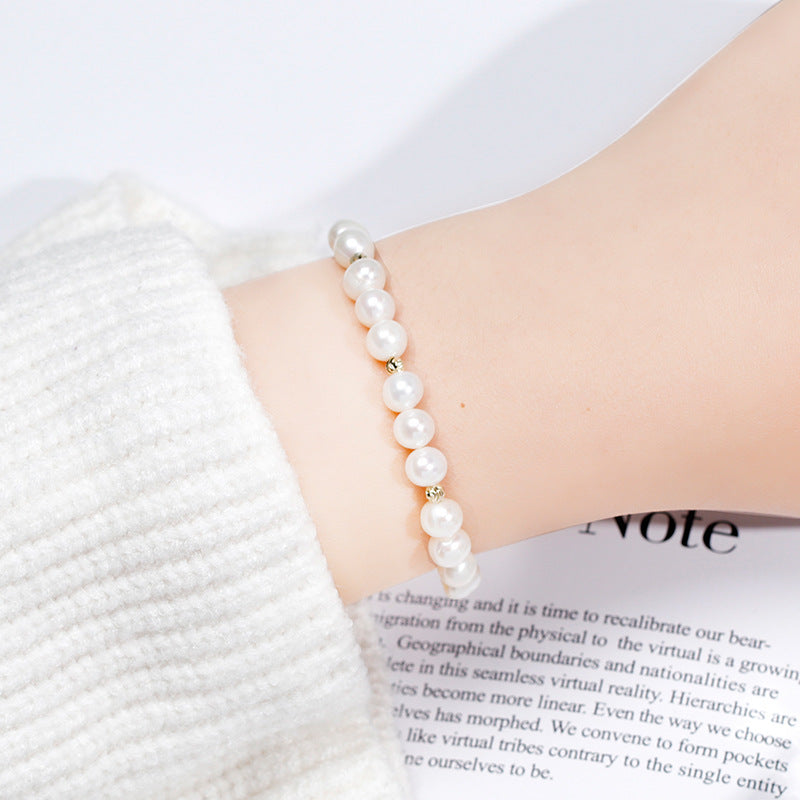 Fortune's Favor Sterling Silver Bracelet with Crystal Strawberry and Freshwater Pearl