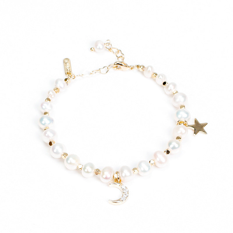 Fortune's Favor Sterling Silver Bracelet with Crystal Strawberry and Freshwater Pearl