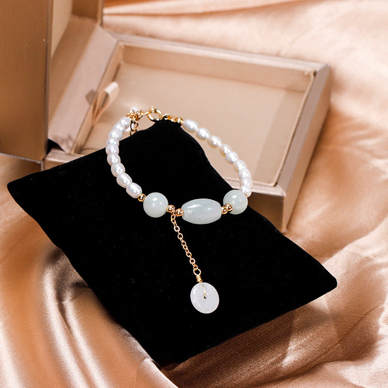 Wholesale Sterling Silver Bracelet with Pearl Jade Pendant