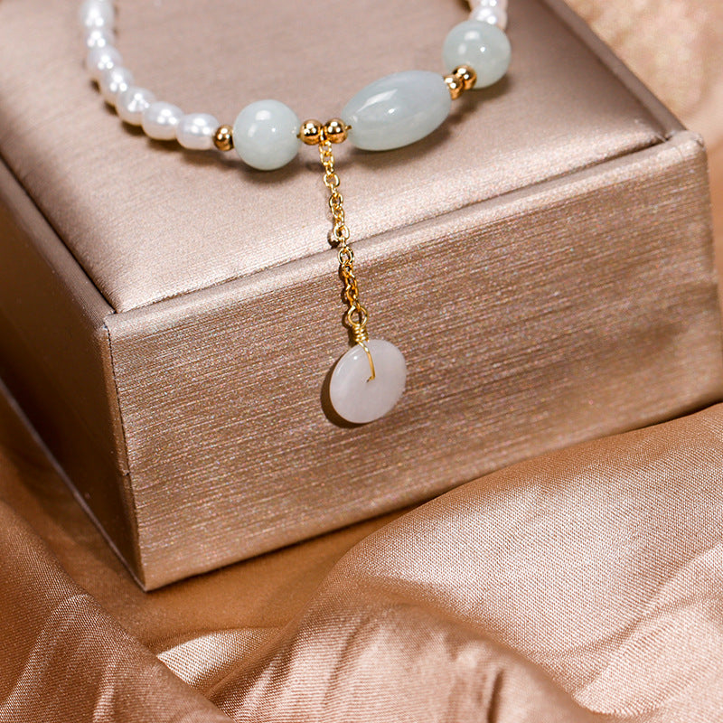 Wholesale Sterling Silver Bracelet with Pearl Jade Pendant