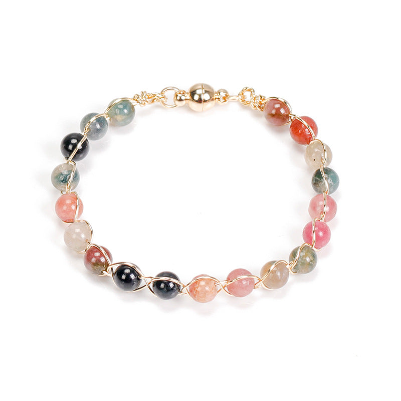 Lucky Tourmaline and Colorful Crystal Bracelet for Women