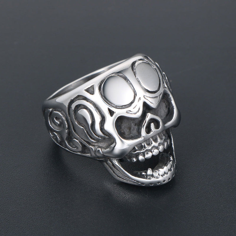 Trendy Titanium Steel Skull Ring for Men - Personalized Punk Hip-Hop Fashion Jewelry