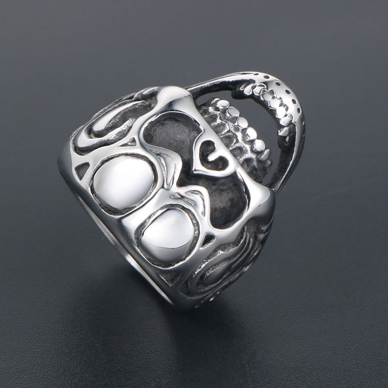 Trendy Titanium Steel Skull Ring for Men - Personalized Punk Hip-Hop Fashion Jewelry