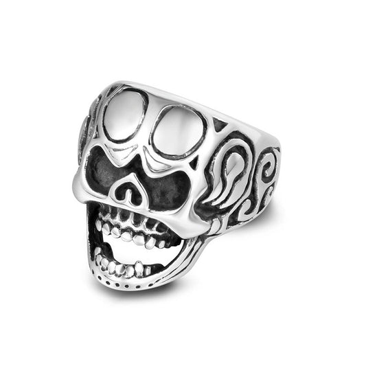 Trendy Titanium Steel Skull Ring for Men - Personalized Punk Hip-Hop Fashion Jewelry