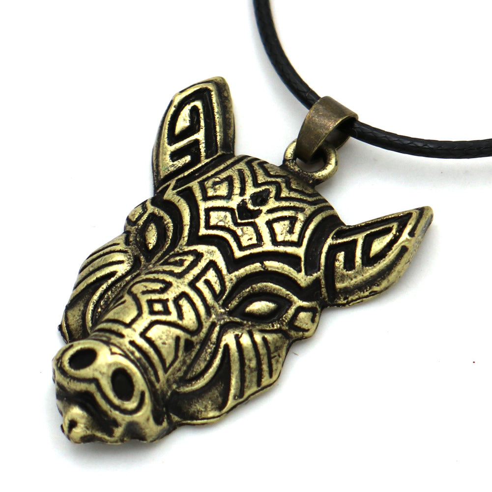 Viking Wolf Necklace - Men's European and American Animal Jewelry