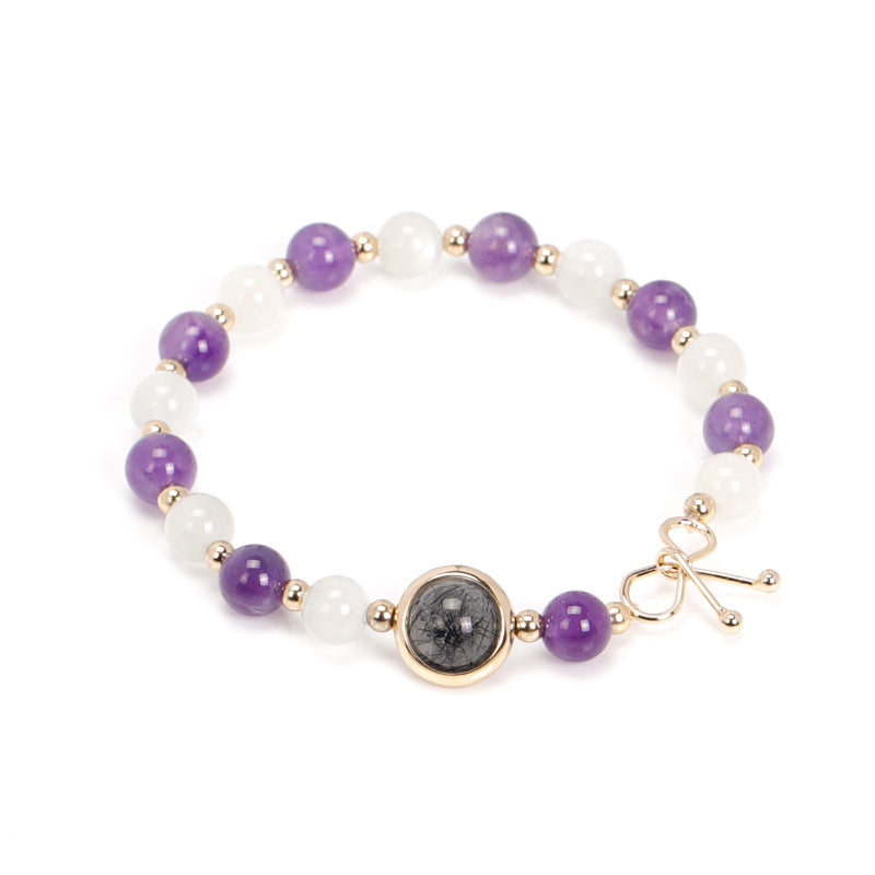 Moonlight Purple Crystal Bracelet with Sterling Silver Transit Beads and Personalized Handwear