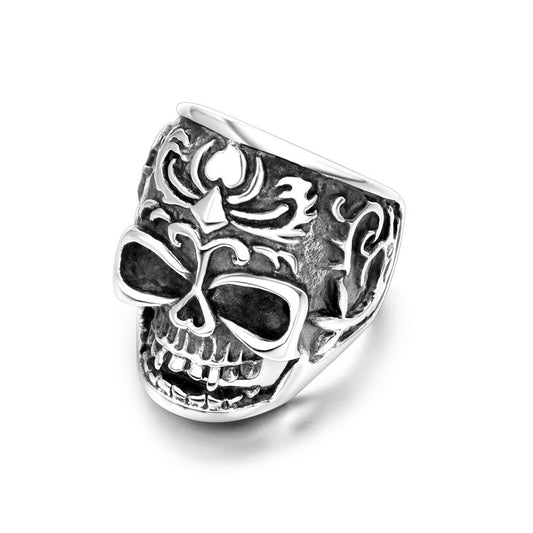 Personalized Titanium Steel Skull Flame Ring for Men - Retro Wealth Ornament