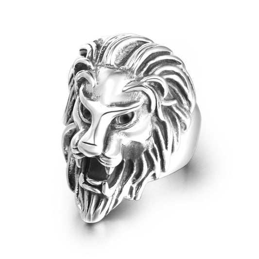 Titanium Steel King of the Forest Lion Head Ring for Men - European and American Style