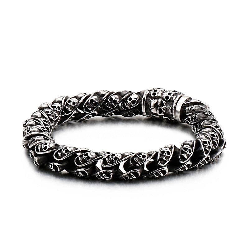 Men's Punk Skull Bracelet in Stainless Steel - Creative Locomotive Ghost Head Design, Titanium Steel Jewelry for Wholesale